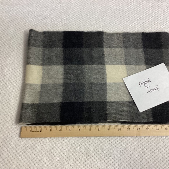 Cashmere Scarf Gray‎ Charcoal Beige Plaid Warm Winter Soft Fringe Shawl Unisex - Picture 6 of 12